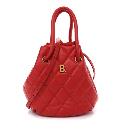 Balenciaga Nappa Calfskin Quilted Touch B Bucket Bag Bright Red 1 of 9