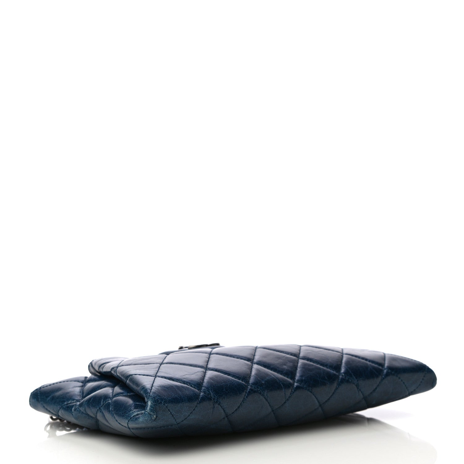 Chanel Aged Calfskin Quilted Zip Clutch Blue 4 of 24