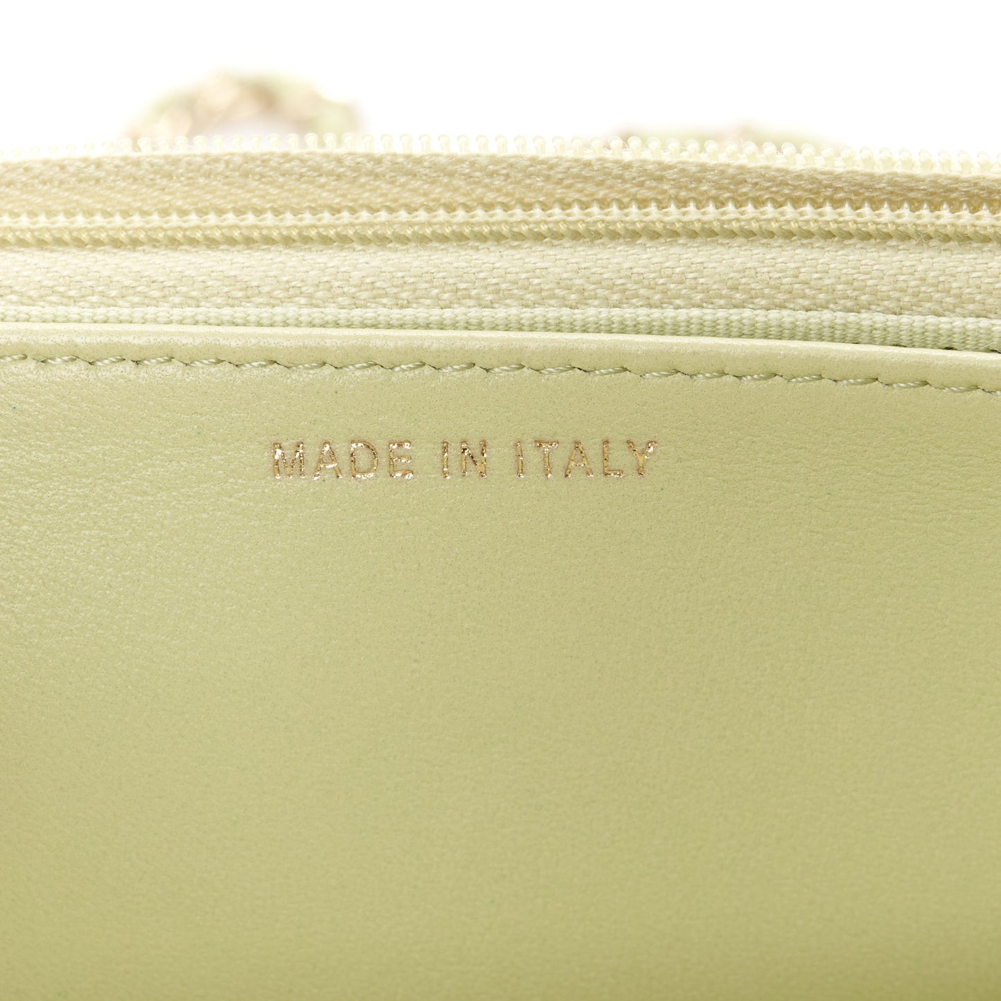 Lambskin Quilted Wallet On Chain WOC Light Green