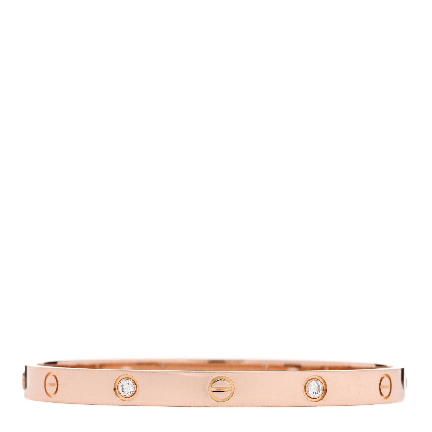Cartier 18K Pink Gold 4 Diamond LOVE Bracelet 19 1 of 7