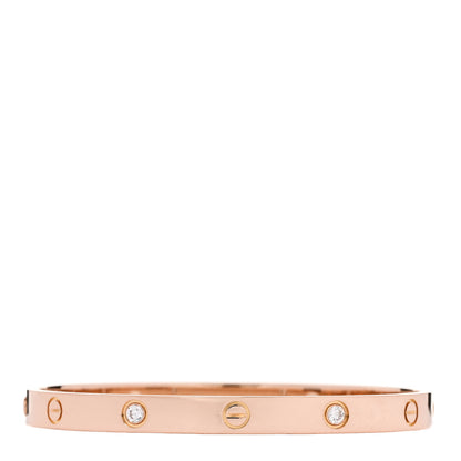 Cartier 18K Pink Gold 4 Diamond LOVE Bracelet 19 1 of 7