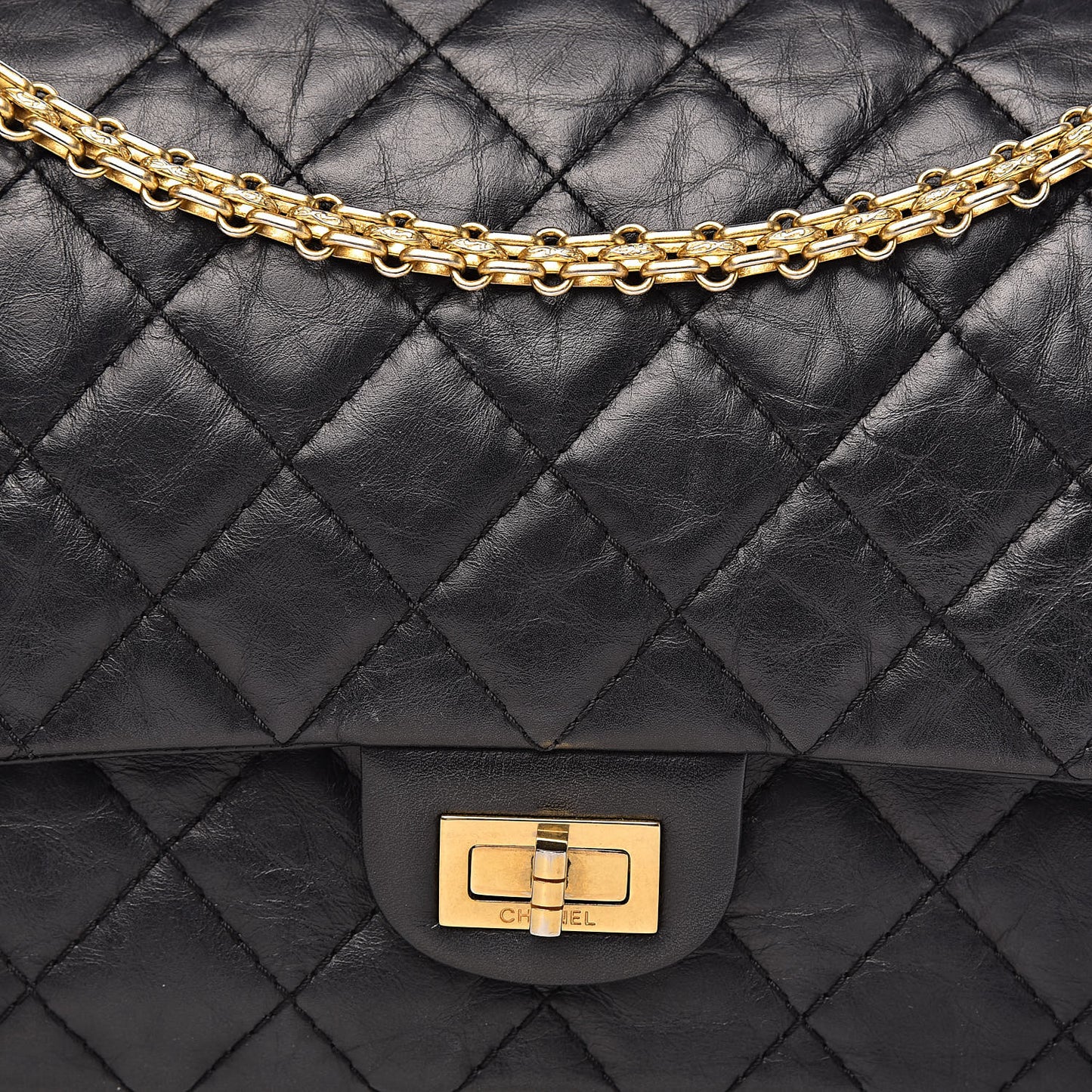 Aged Calfskin Quilted 2.55 Reissue 226 Flap Black
