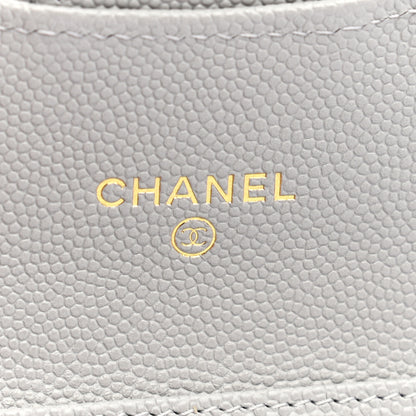Chanel Caviar Quilted Flap Card Holder On Chain Grey 6 of 8