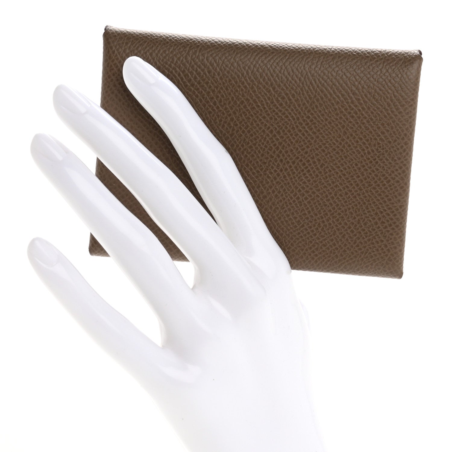 Hermes Epsom Calvi Duo Card Case Etoupe 2 of 8