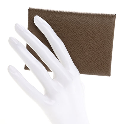 Hermes Epsom Calvi Duo Card Case Etoupe 2 of 8