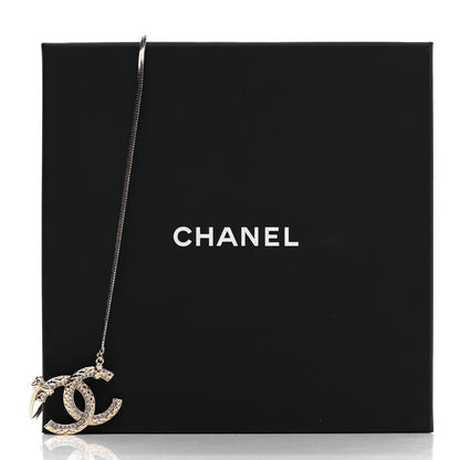 Chanel Crystal Textured CC Pendant Necklace Gold 7 of 7
