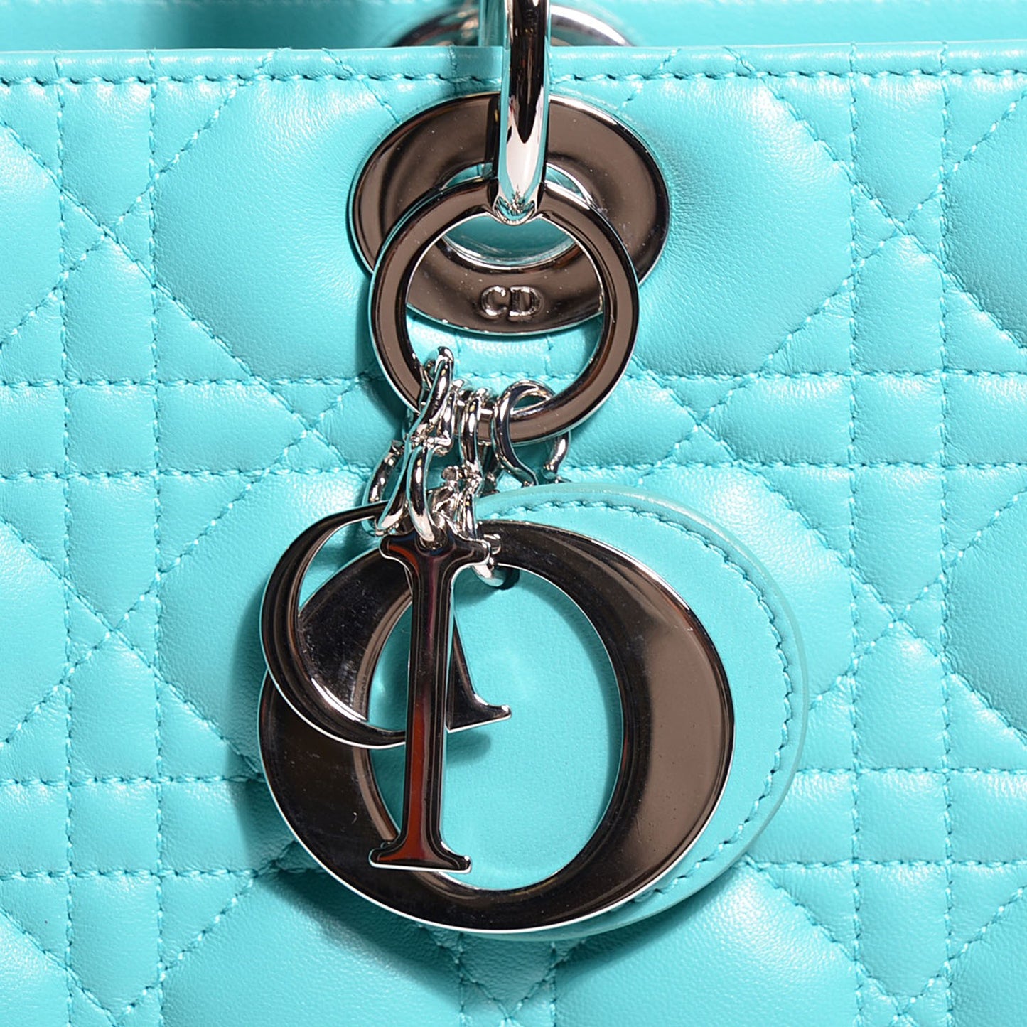 Lambskin Cannage Large Lady Dior Turquoise