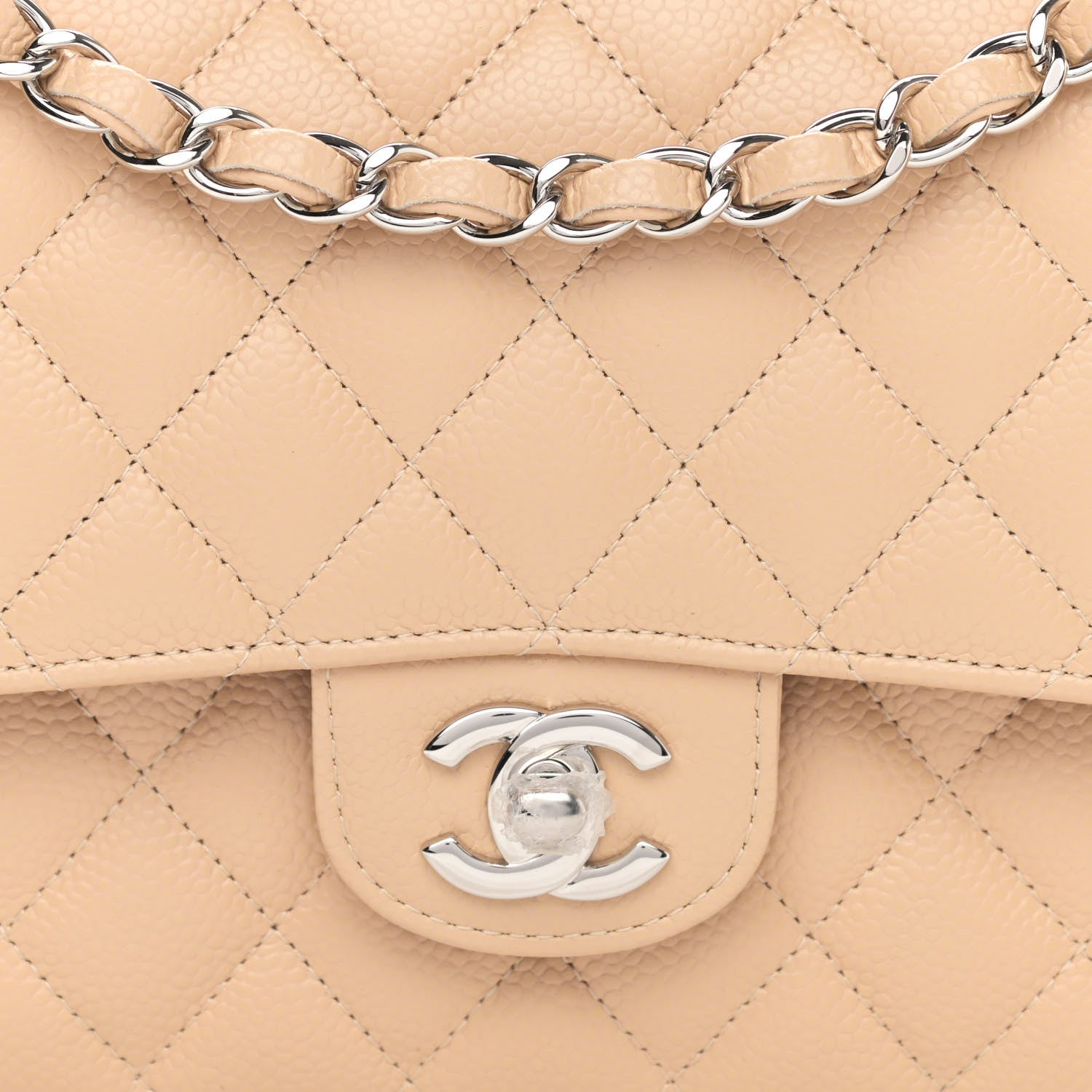 Chanel Caviar Quilted Medium Double Flap Beige 8 of 11