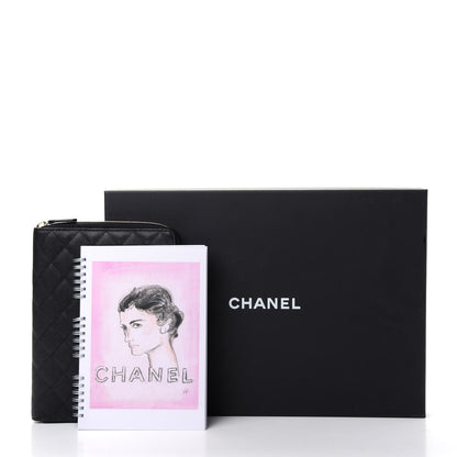 Chanel Caviar Quilted Zip Around Notebook Agenda Cover Black 10 of 10