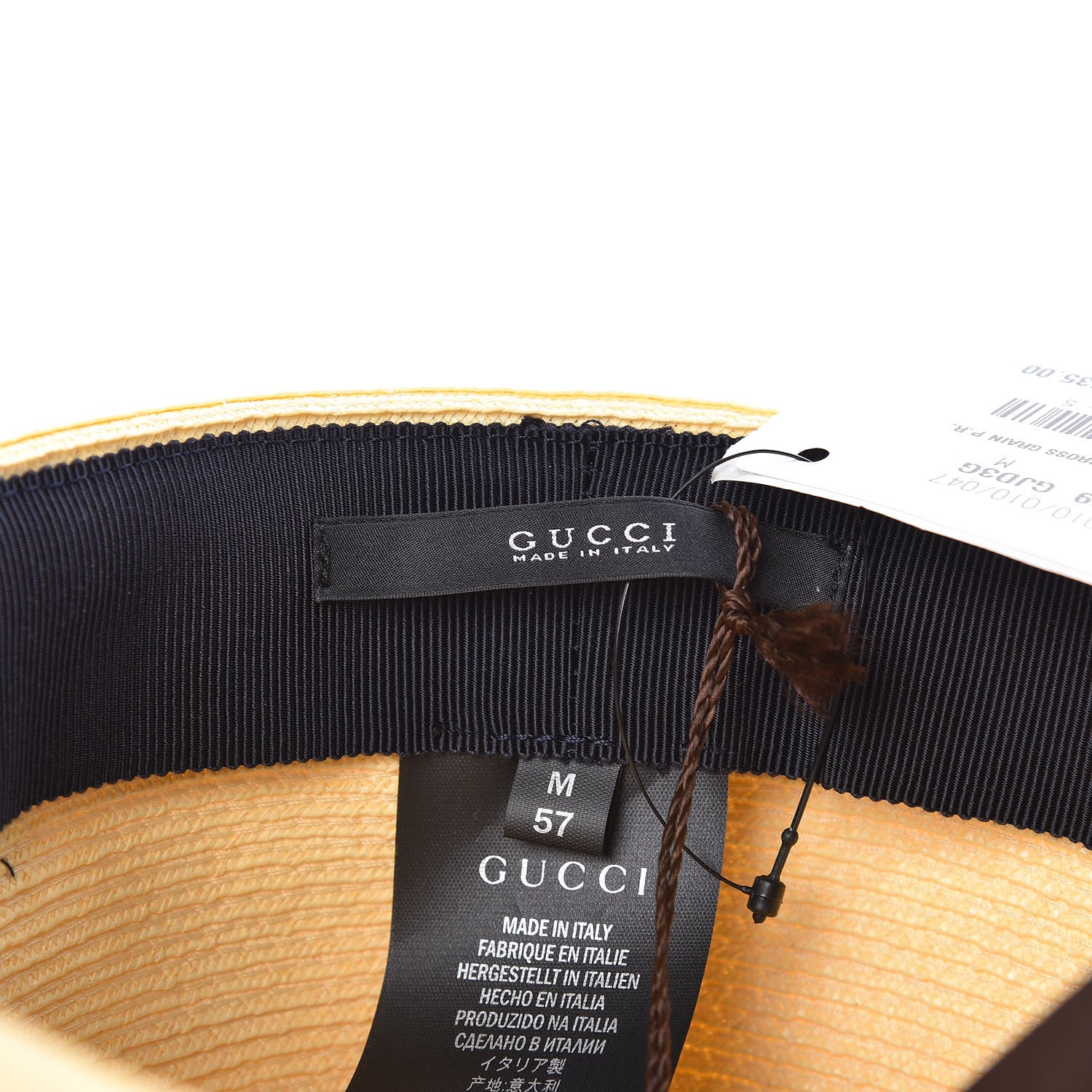 Gucci Straw Wide Brim 1973 Hat M Black Natural 4 of 9