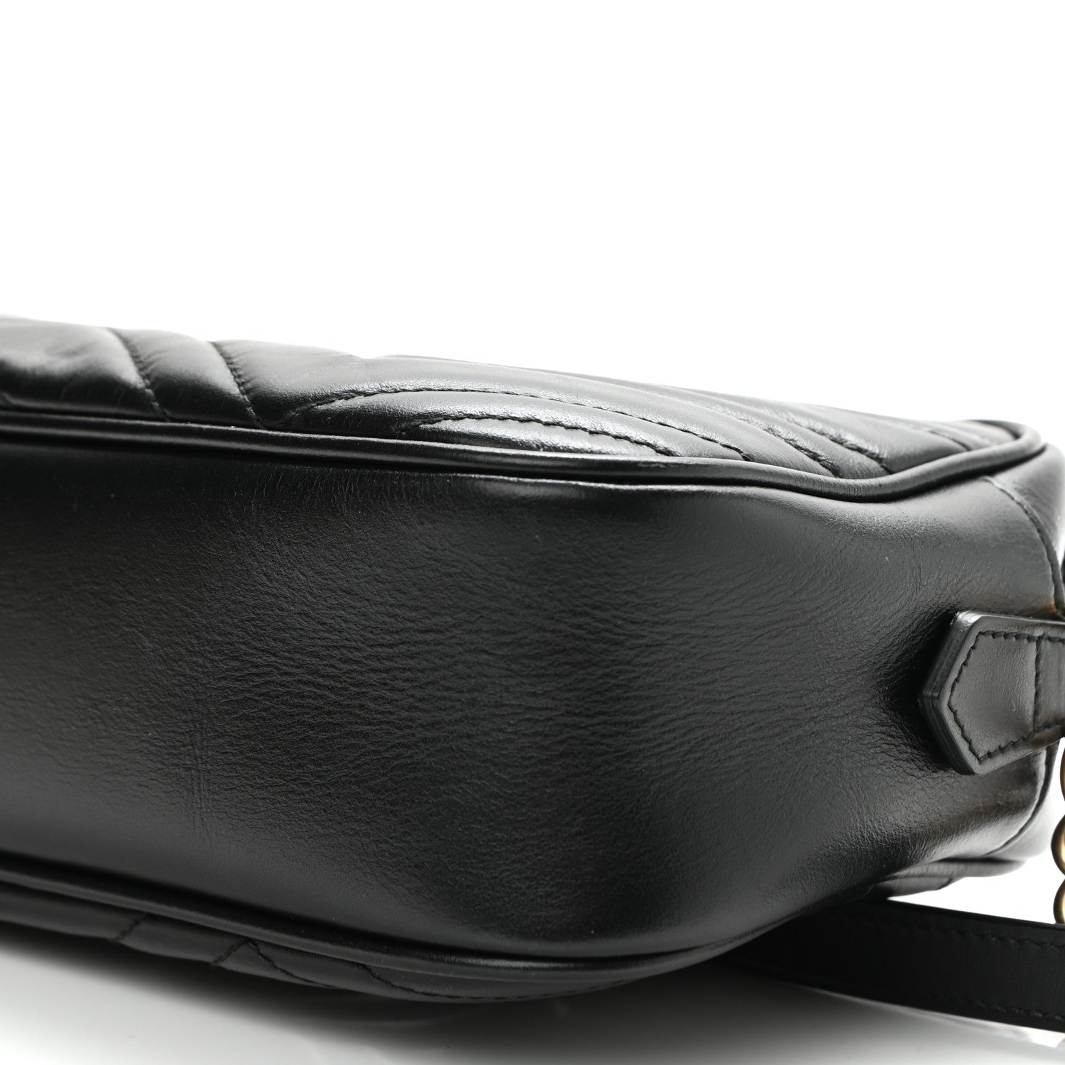 Gucci Calfskin Matelasse Small GG Marmont Chain Shoulder Bag Black 10 of 11