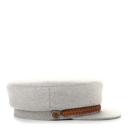 Hermes Cashmere Swift Womens Deauville Cap 59 Gris Flanelle Gold 5 of 9