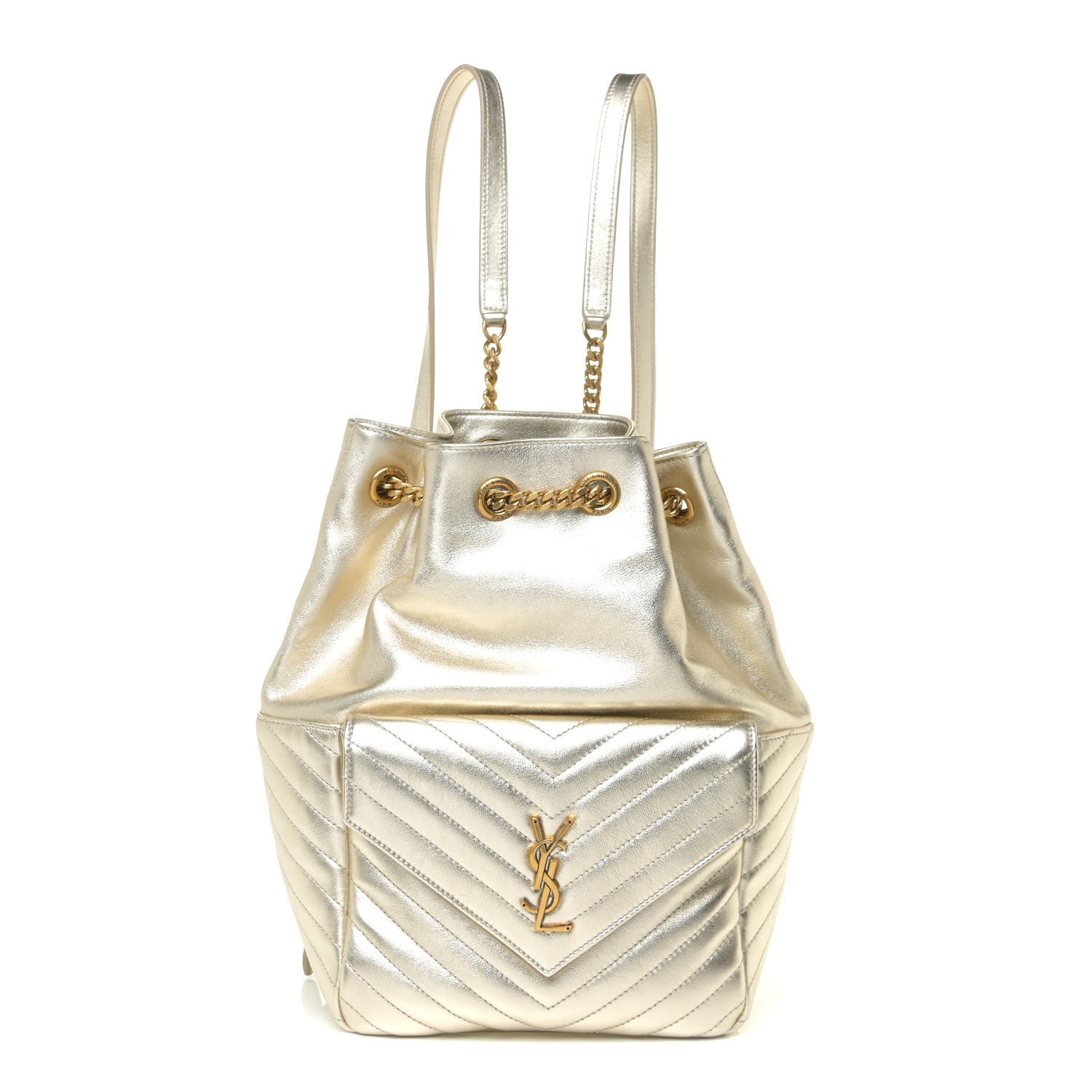 Saint Laurent Lambskin Matelasse Monogram Joe Backpack Pale Gold 1 of 9