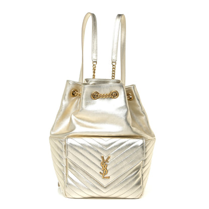 Saint Laurent Lambskin Matelasse Monogram Joe Backpack Pale Gold 1 of 9