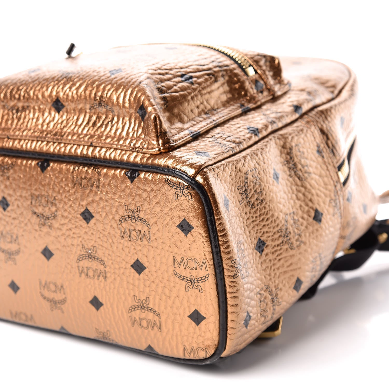 MCM Metallic Visetos Small Stark Backpack Gold 6 of 11