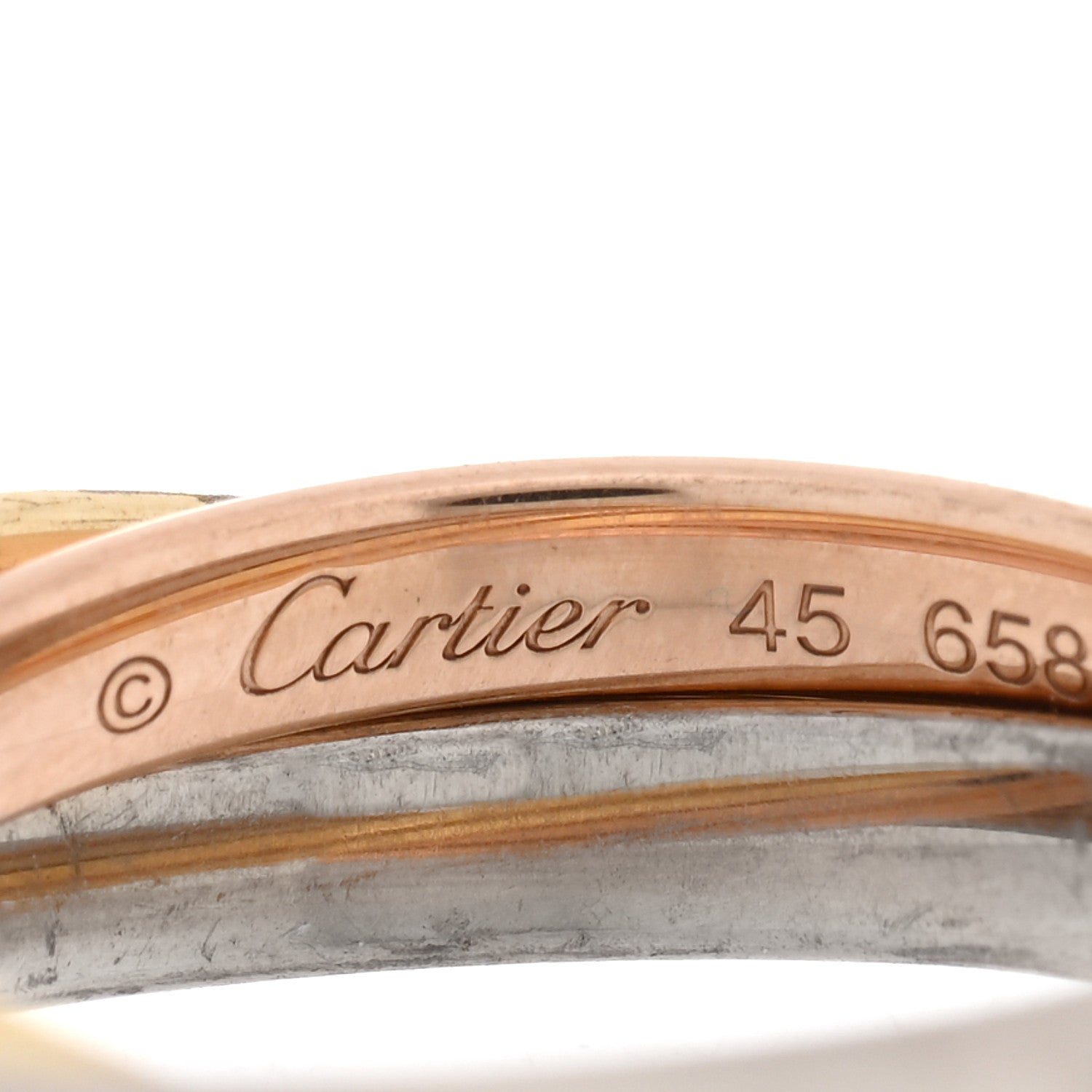 Cartier 18K Pink Yellow White Gold Small Trinity Ring 45 3.25 4 of 5