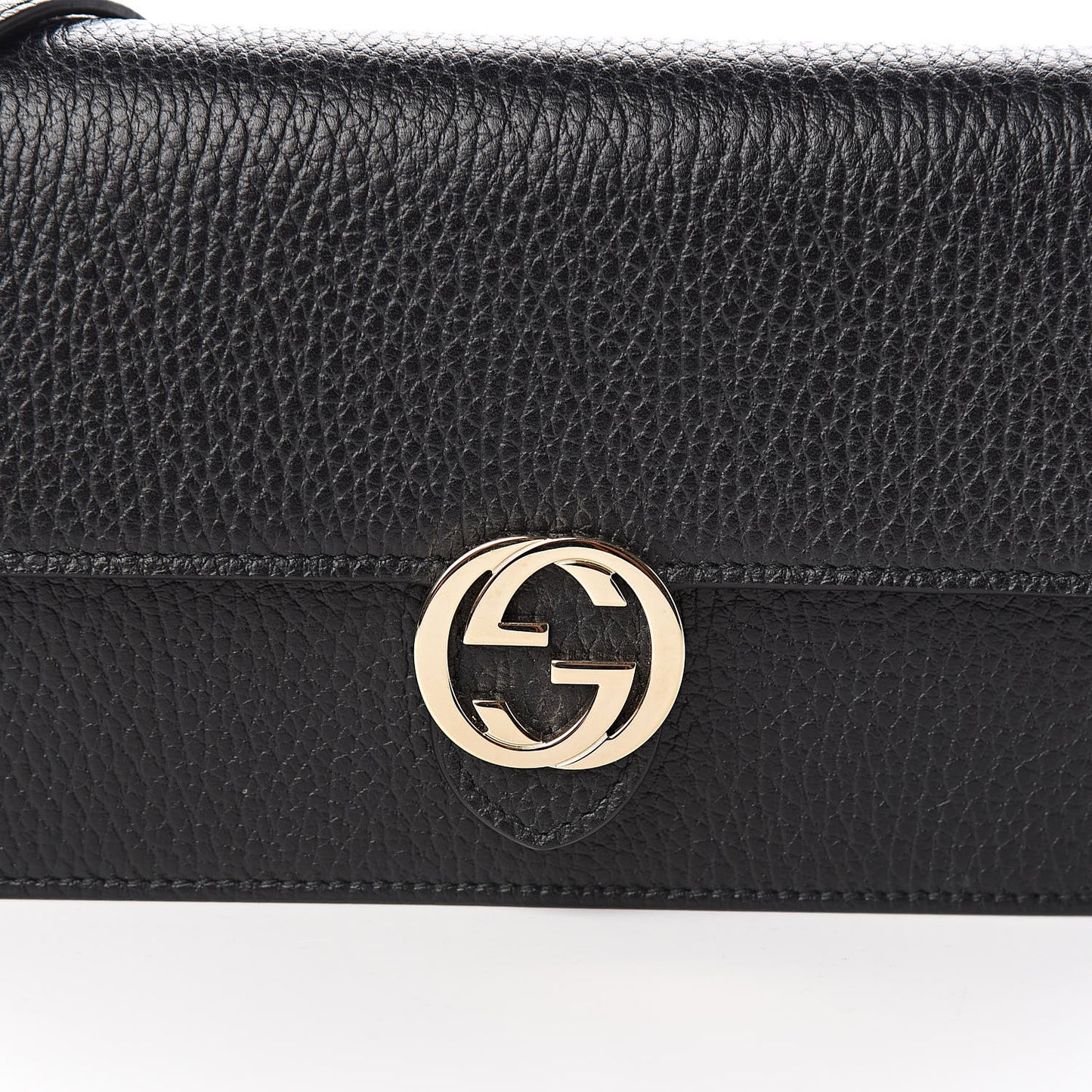 Dollar Calfskin Interlocking G Chain Wallet Black