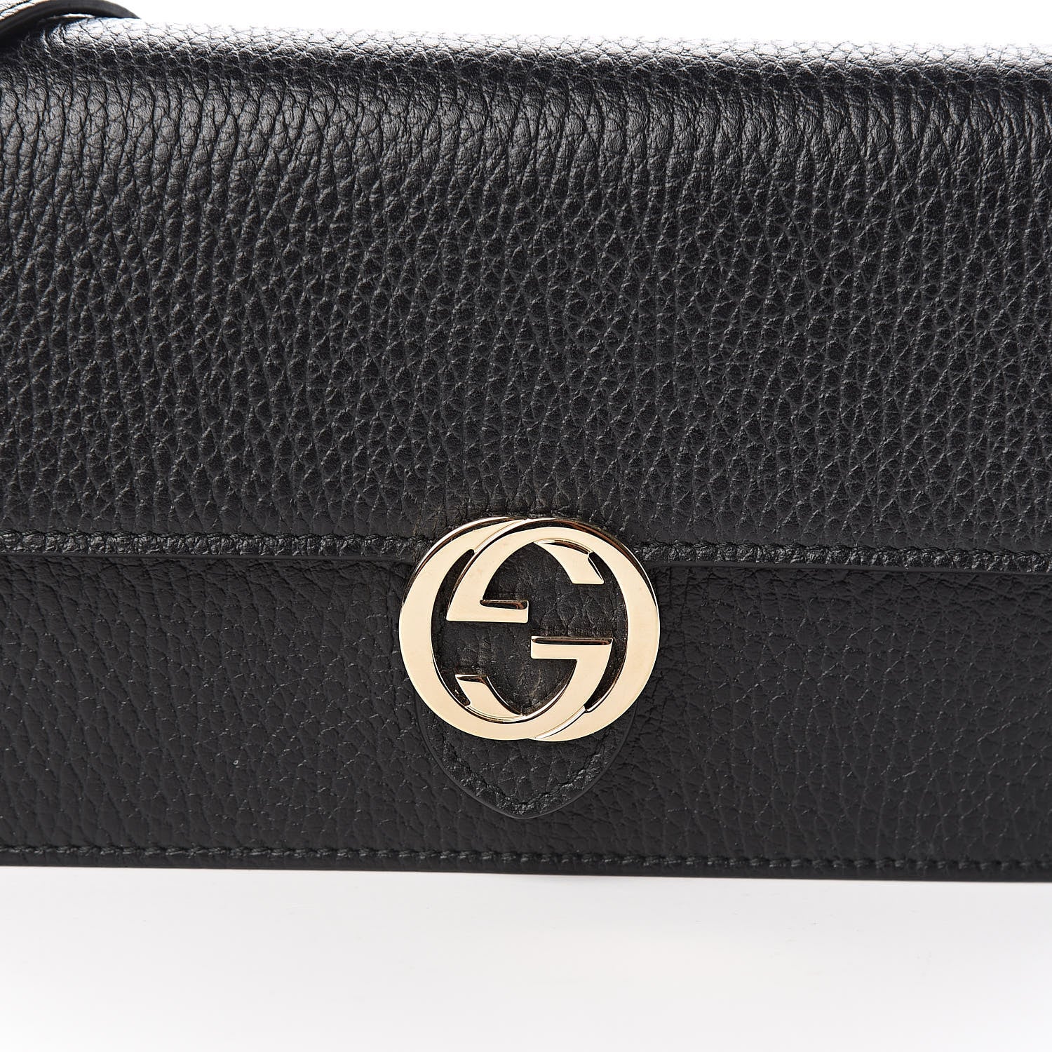 Gucci Dollar Calfskin Interlocking G Chain Wallet Black 10 of 11