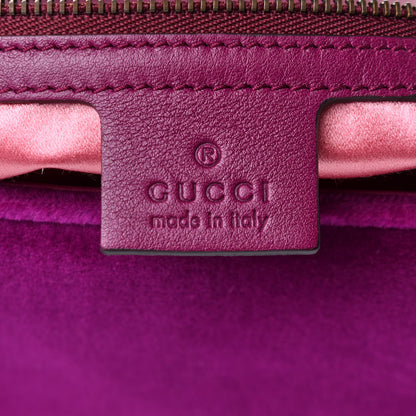 Gucci Velvet Matelasse Loved Embroidered Medium GG Marmont Shoulder Bag Fuchsia Violet Cyclamen 6 of 14