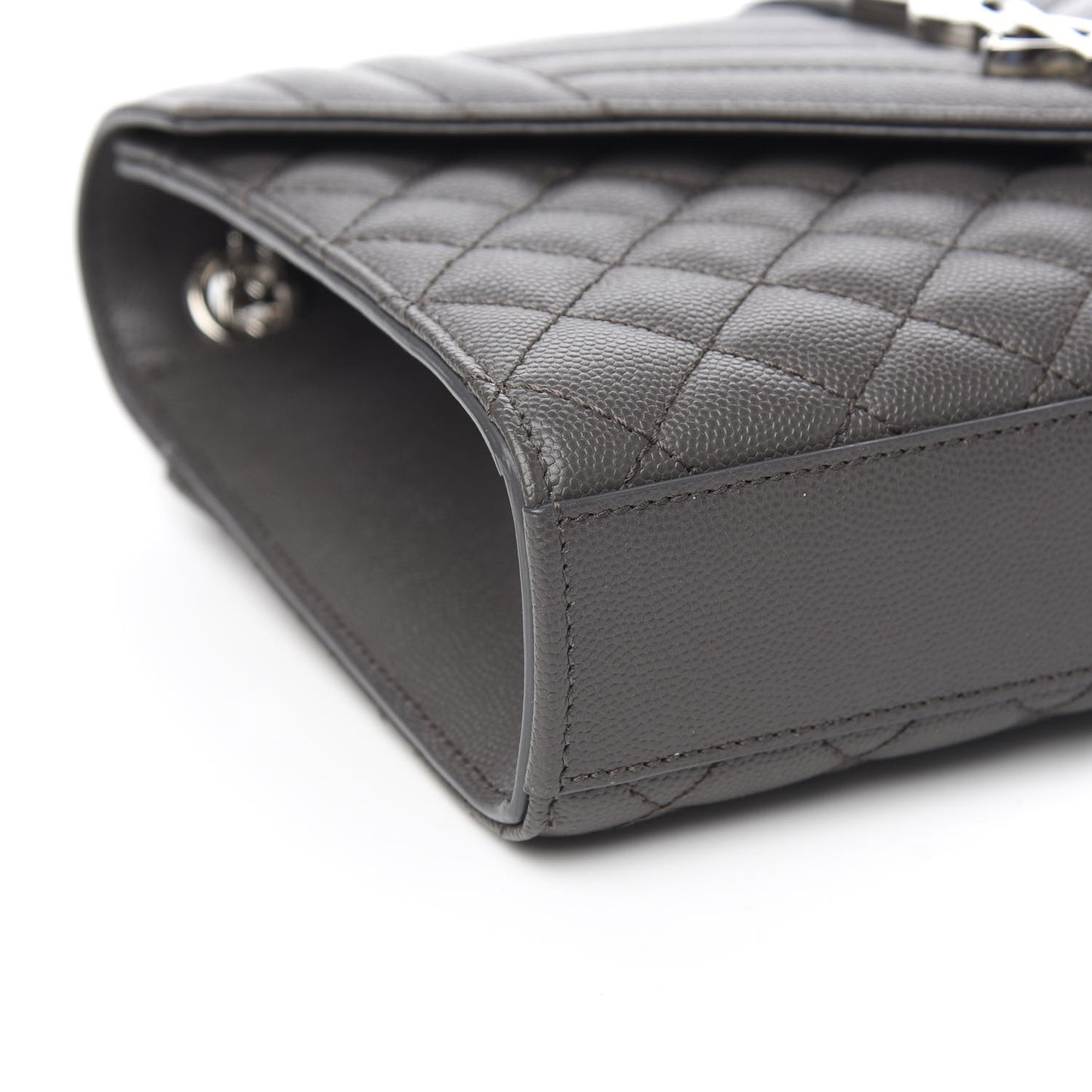 Grain De Poudre Textured Mixed Matelasse Medium Triquilt Monogram Satchel Earth