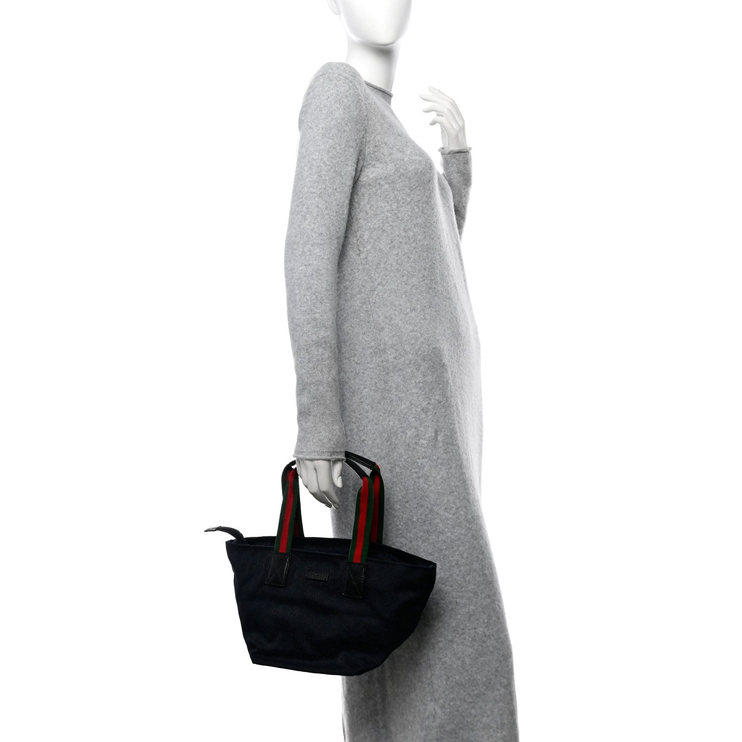 Gucci GG Monogram Small Web Handle Bucket Tote Black 2 of 12