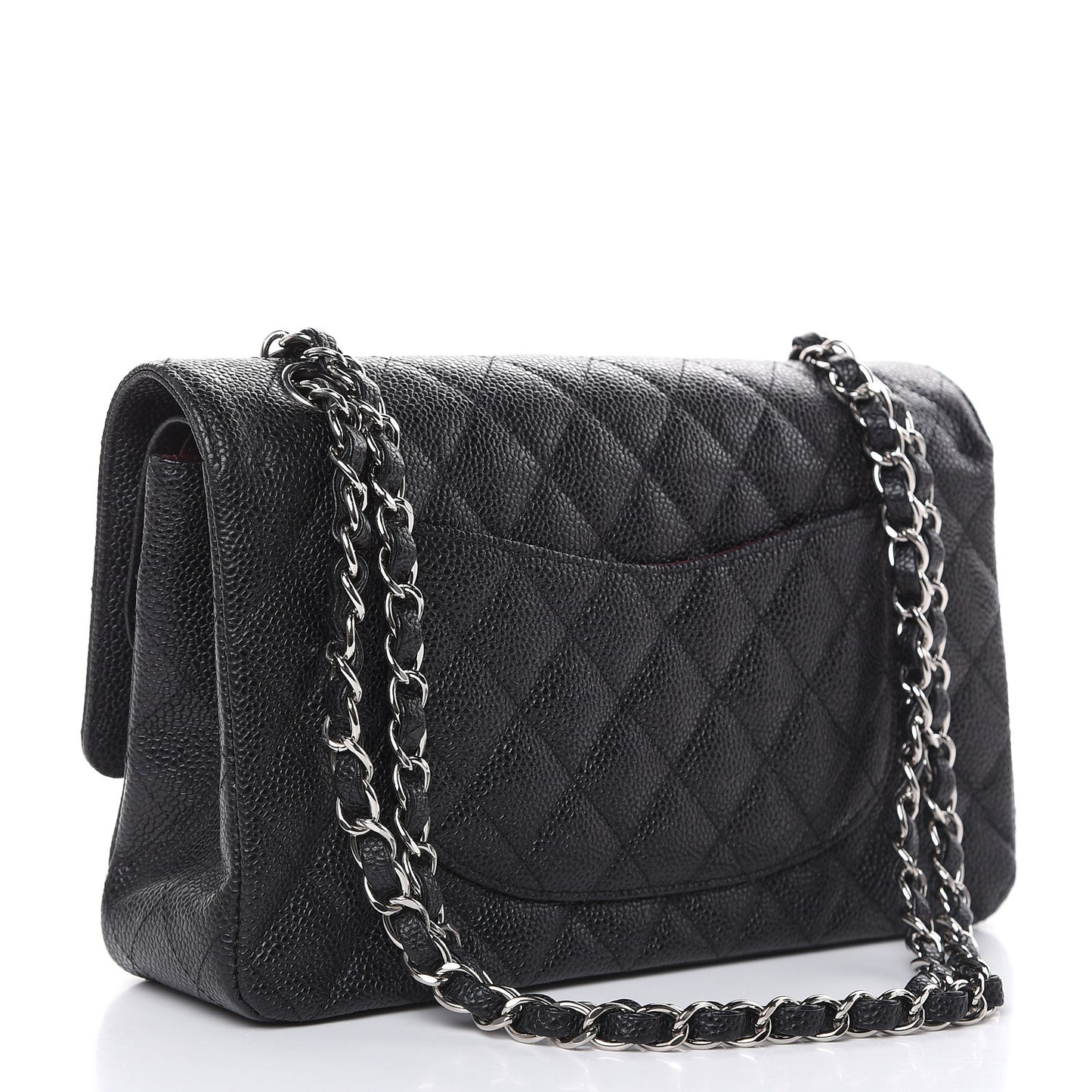 Caviar Quilted Medium Double Flap Black