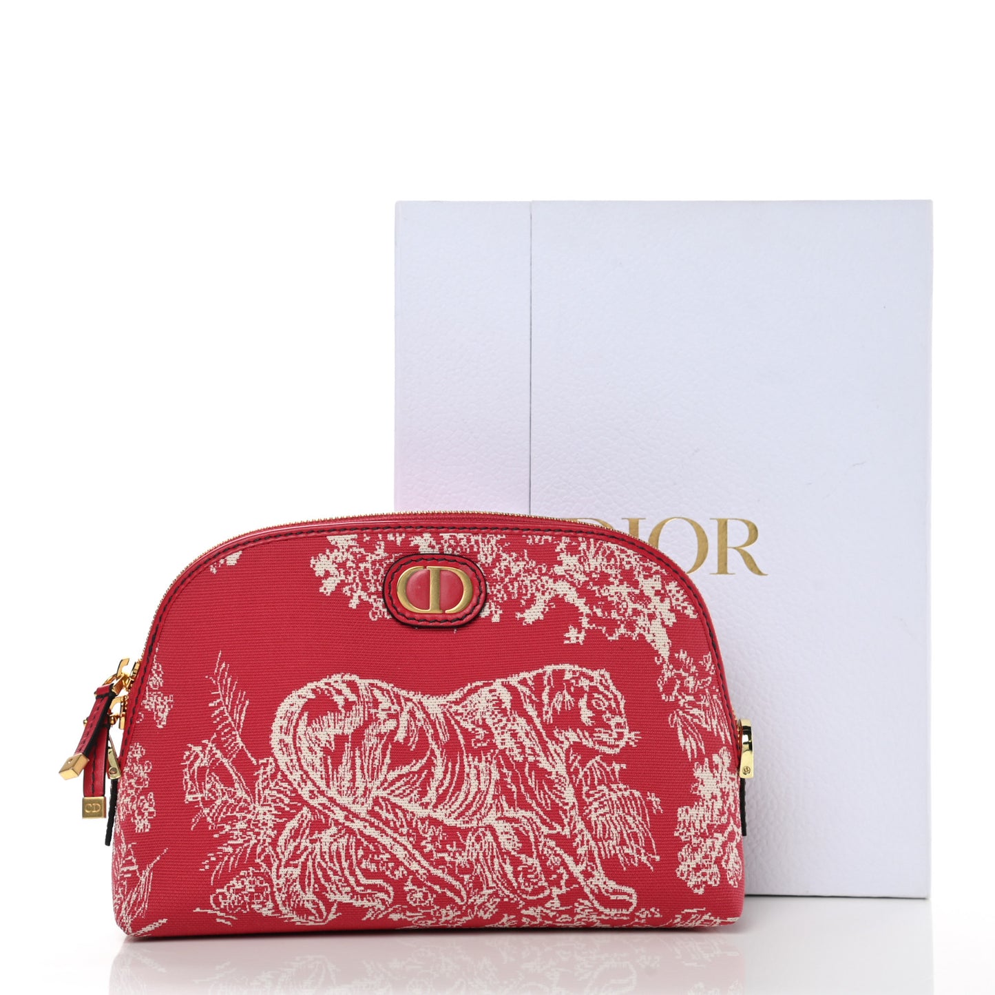 Embroidered Toile De Jouy 30 Montaigne Cosmetic Pouch Red