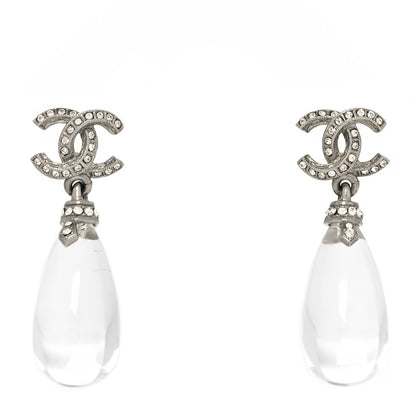 Chanel Ruthenium Crystal CC Drop Earrings Silver 1 of 4