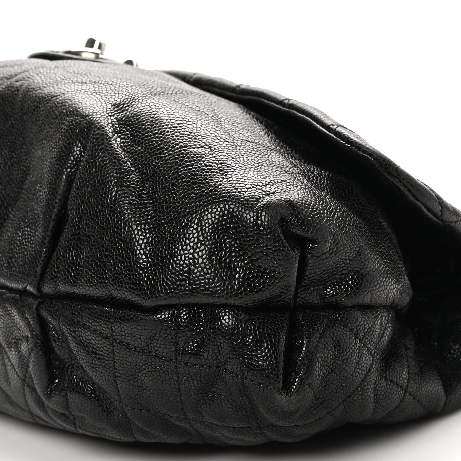 Chanel Crumpled Caviar Quilted Maxi Elastic Flap Black 10 of 10
