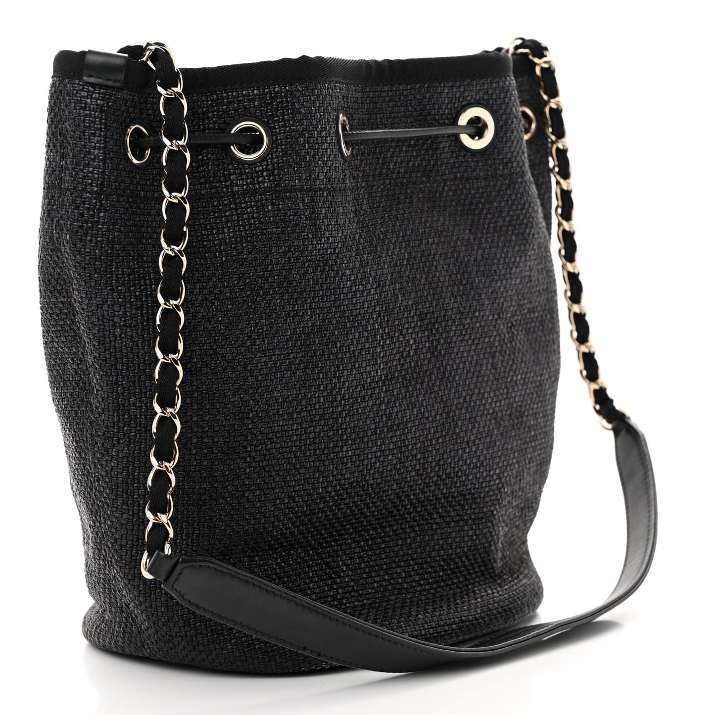 Lurex Canvas Deauville Drawstring Bag Navy Blue Gold