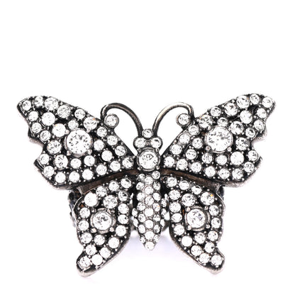 Gucci Metal Crystal Butterfly Studded Ring M Silver 1 of 4
