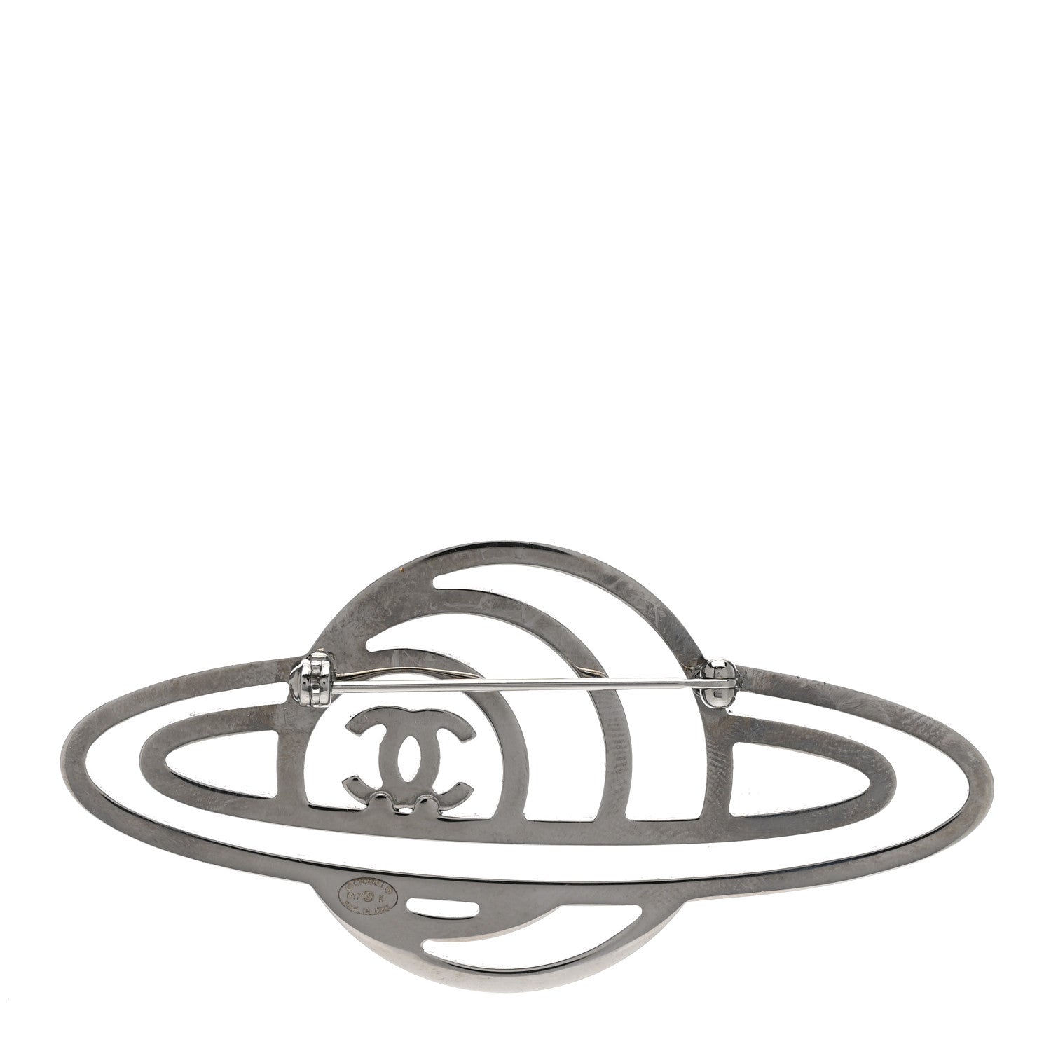 Chanel Crystal CC Planet Brooch Purple Light Blue Silver 3 of 5