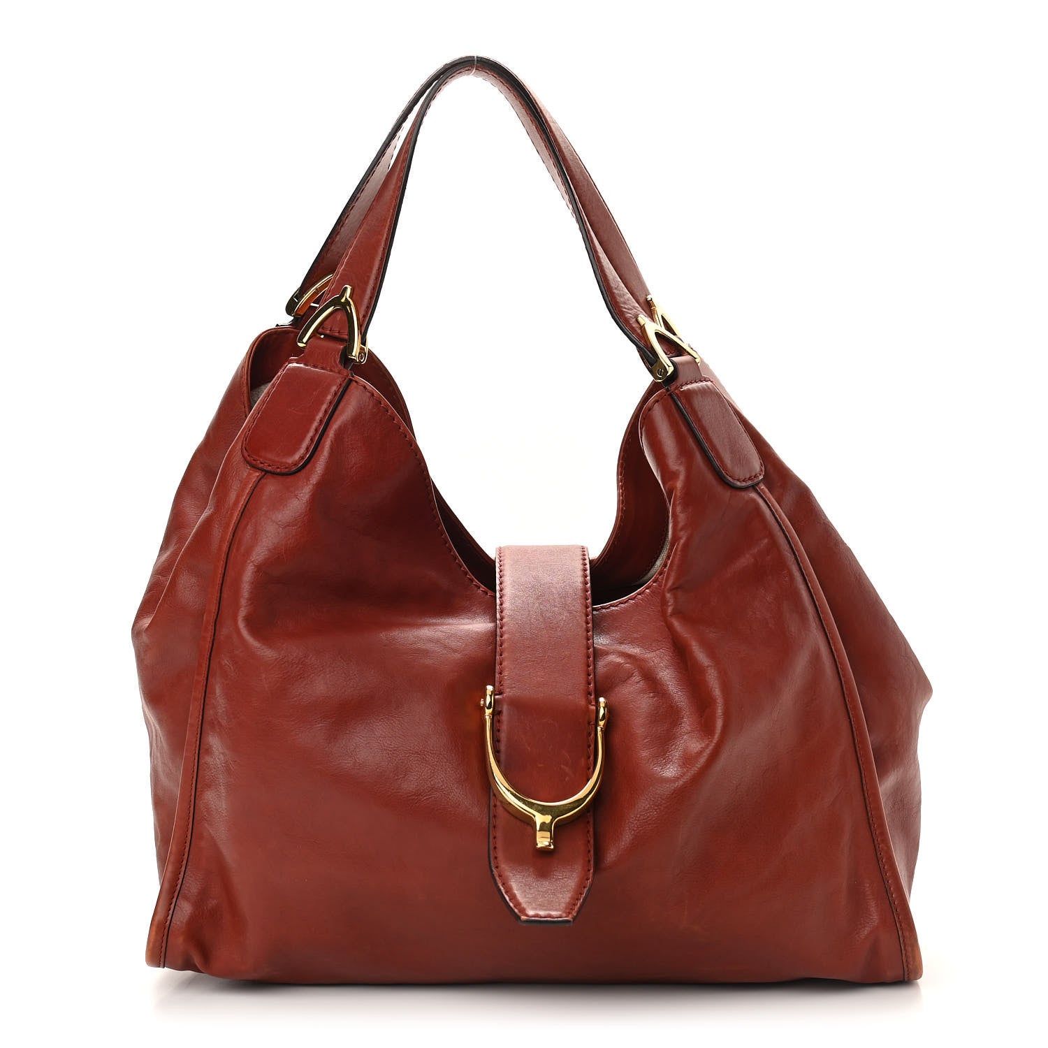 Gucci Washed Calfskin Medium Soft Stirrup Shoulder Bag Brown 1 of 11