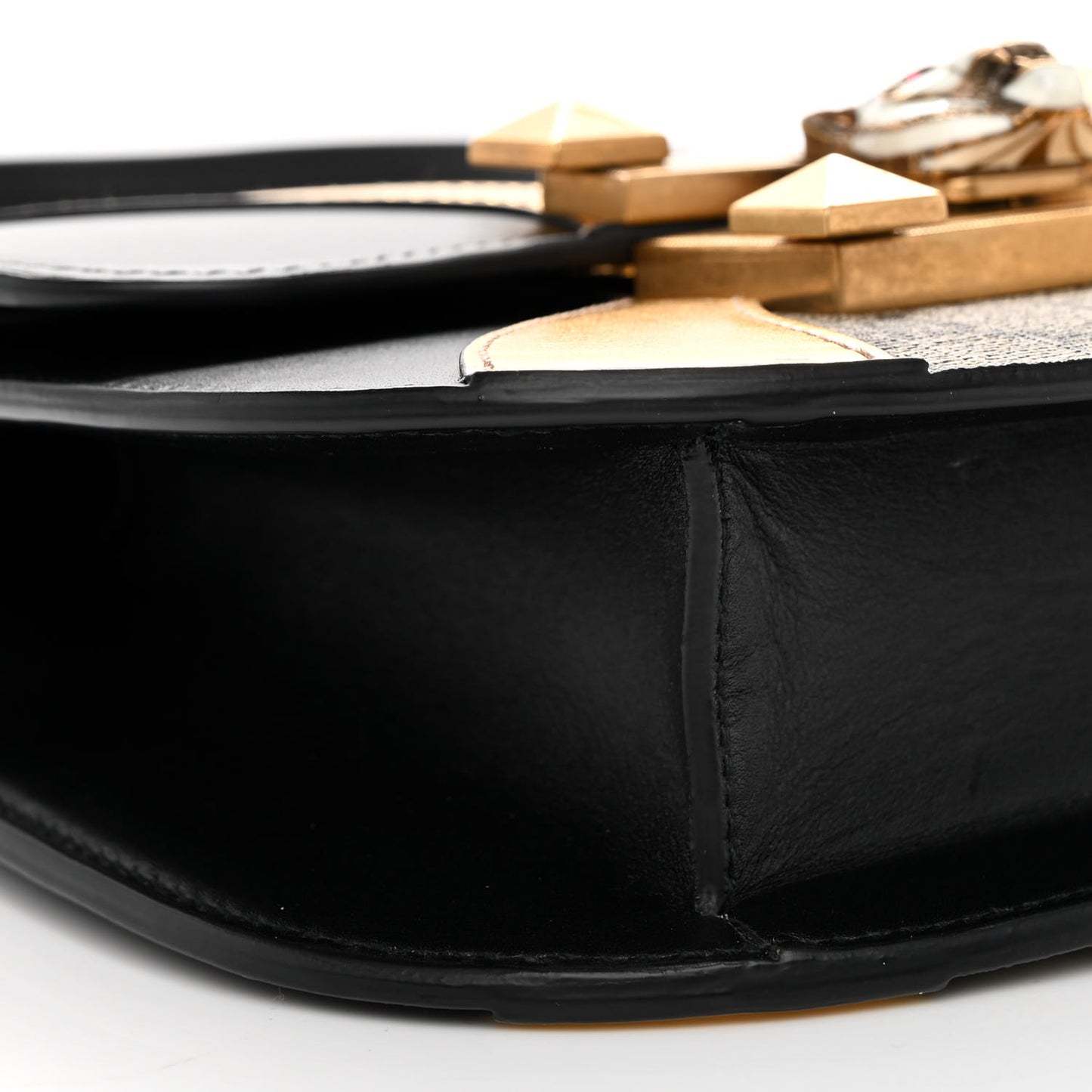 GG Supreme Monogram Small Osiride Shoulder Bag Black Gold