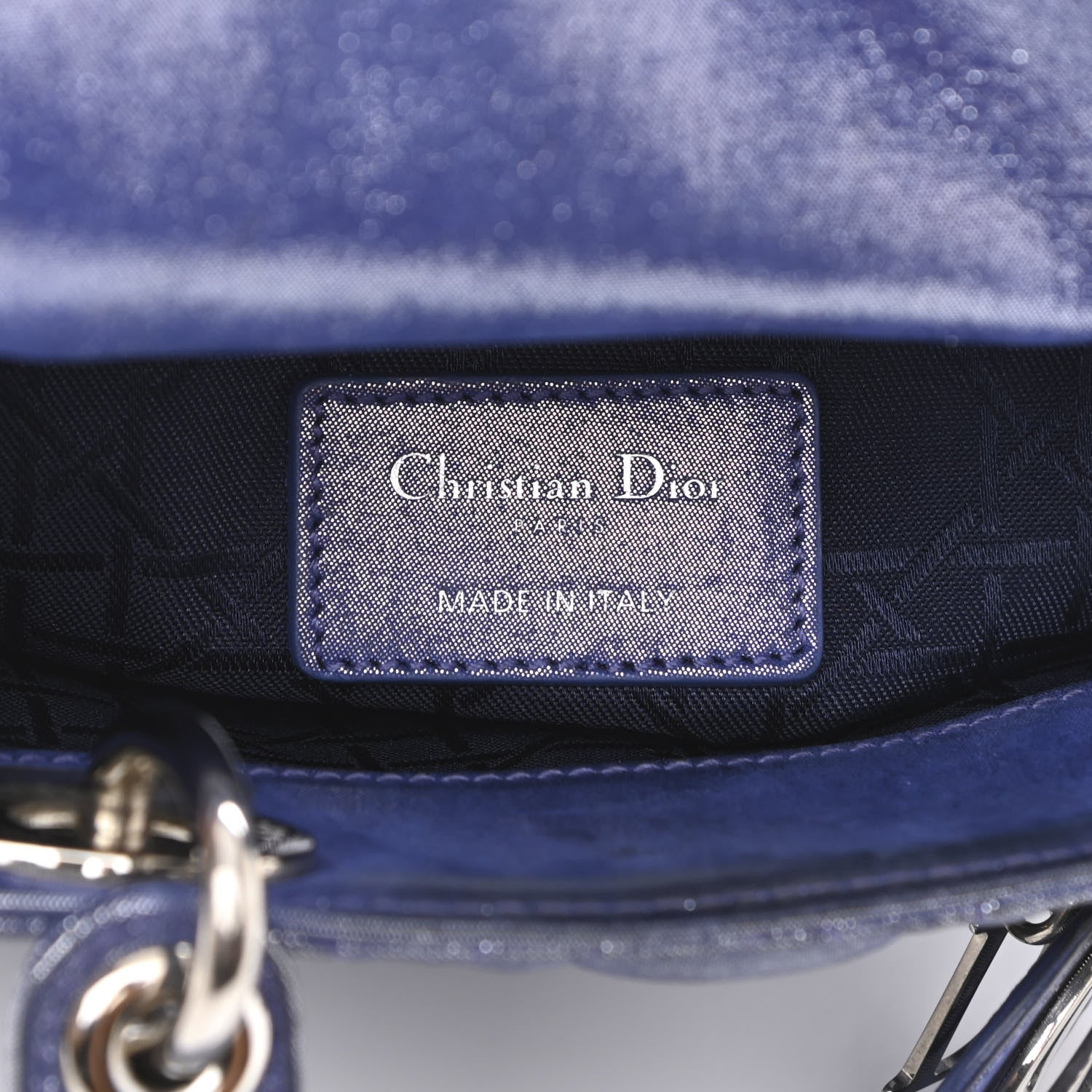 Christian Dior Metallic Lambskin Cannage Mini Lady Dior Dew Bleu 5 of 9