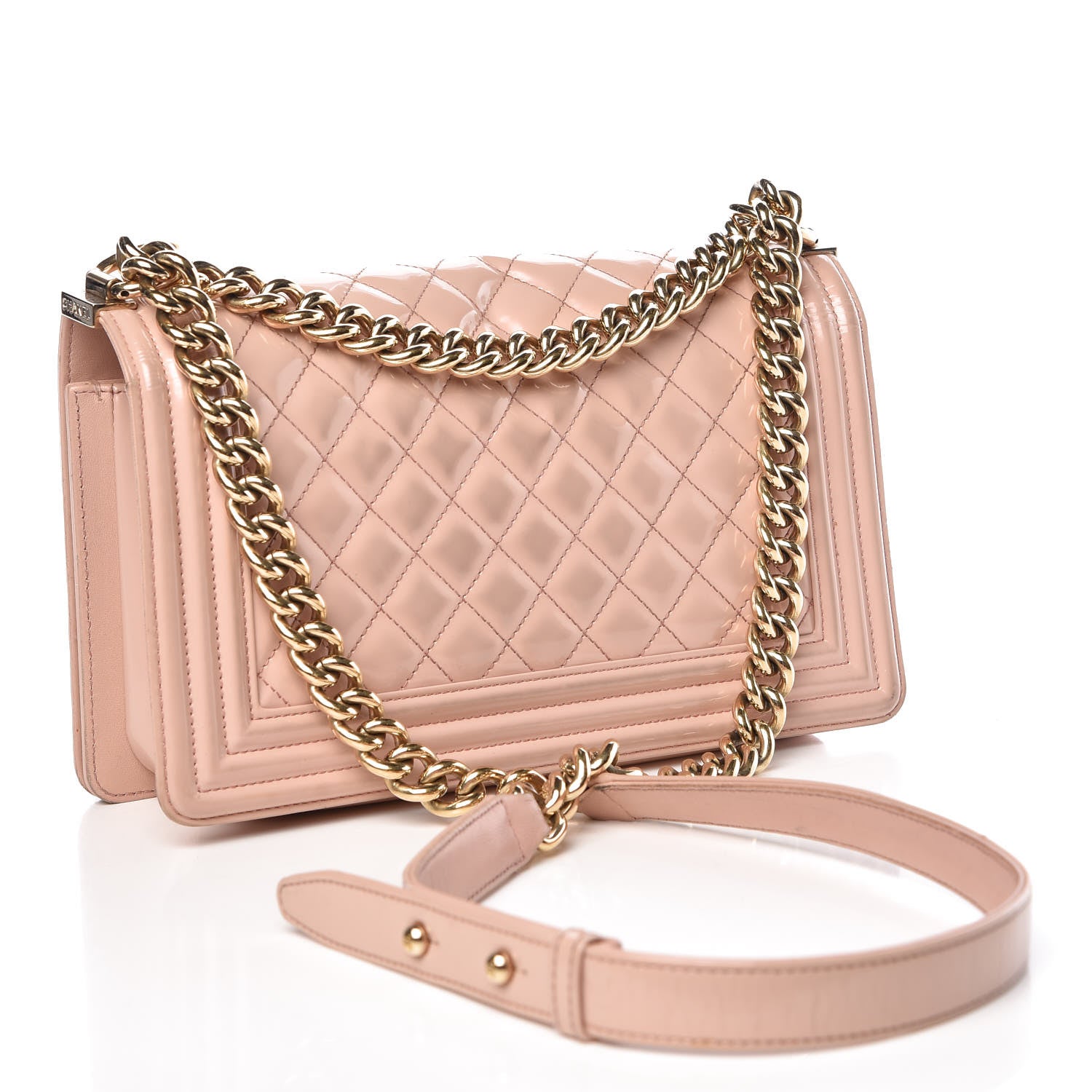 Chanel Patent Calfskin Quilted Medium Boy Flap Light Pink 3 of 15