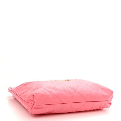 Chanel Shiny Calfskin Quilted Chanel 22 Drawstring Bag Coral Pink 5 of 12