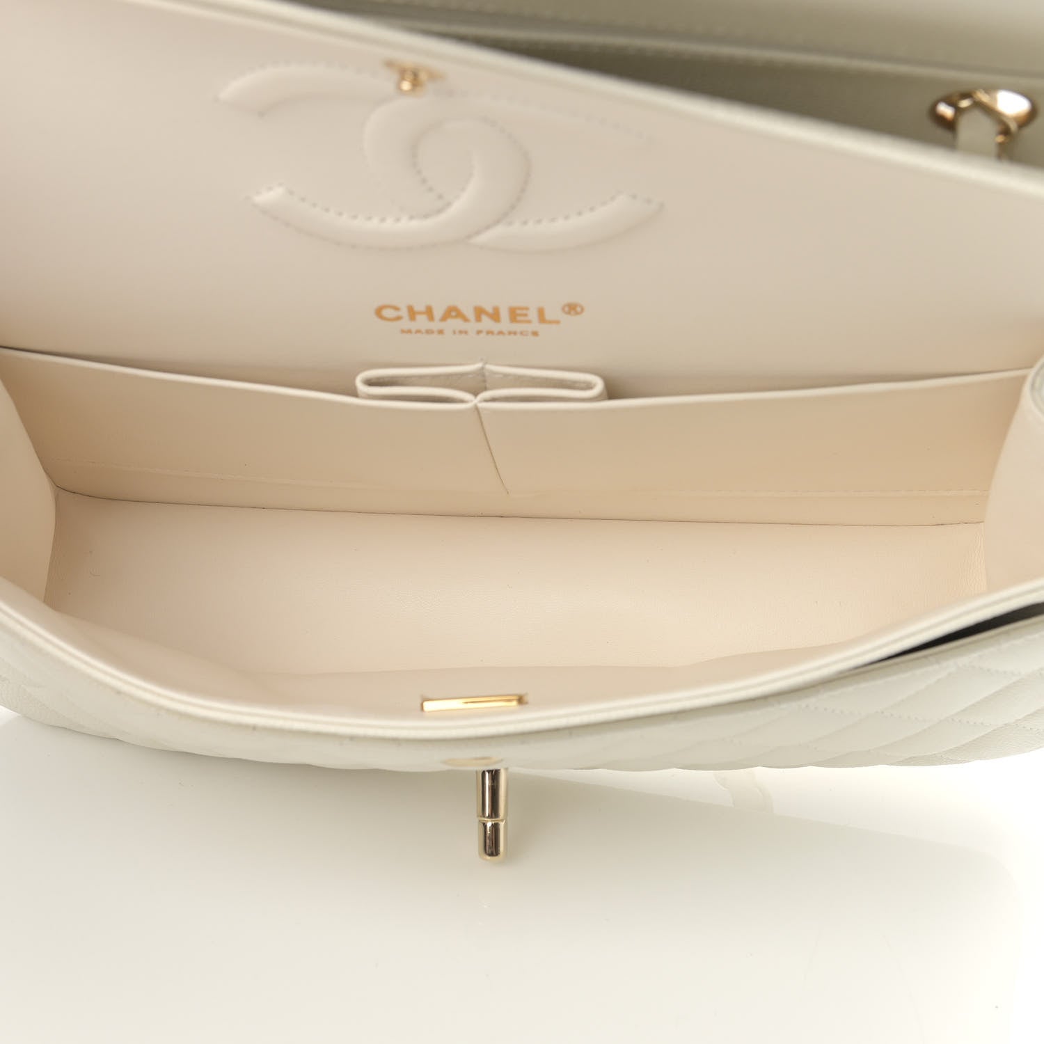 Chanel Caviar Quilted Medium Double Flap White 6 of 10