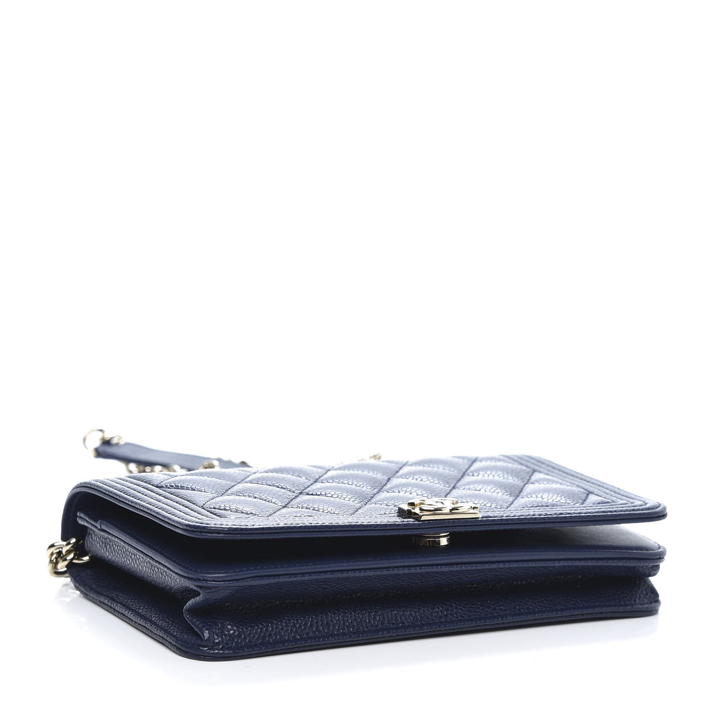 Caviar Quilted Boy Wallet On Chain WOC Navy