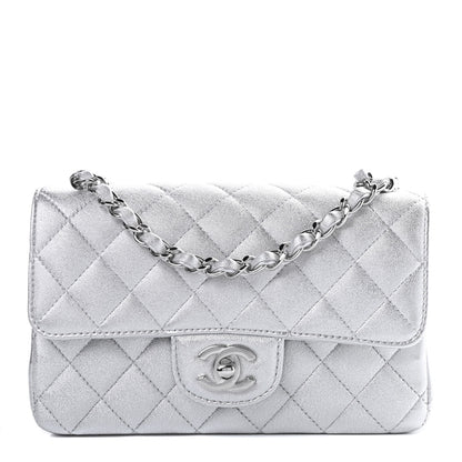 Chanel Metallic Lambskin Quilted Mini Rectangular Flap Silver 1 of 10