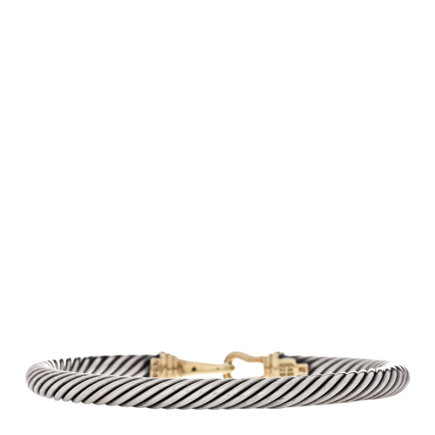 Sterling Silver 14K Yellow Gold 5mm Cable Classic Buckle Bracelet