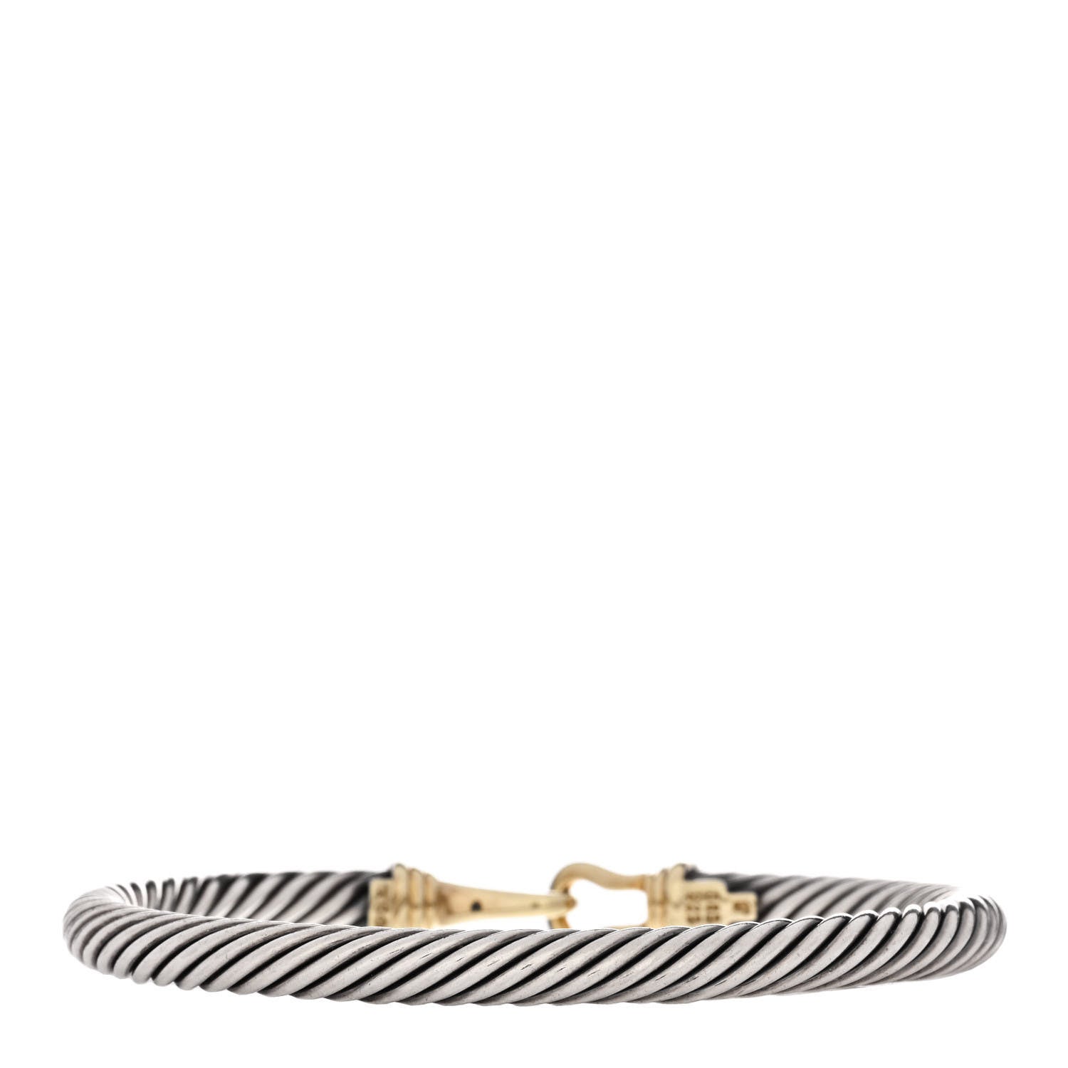 David Yurman Sterling Silver 14K Yellow Gold 5mm Cable Classic Buckle Bracelet 2 of 3