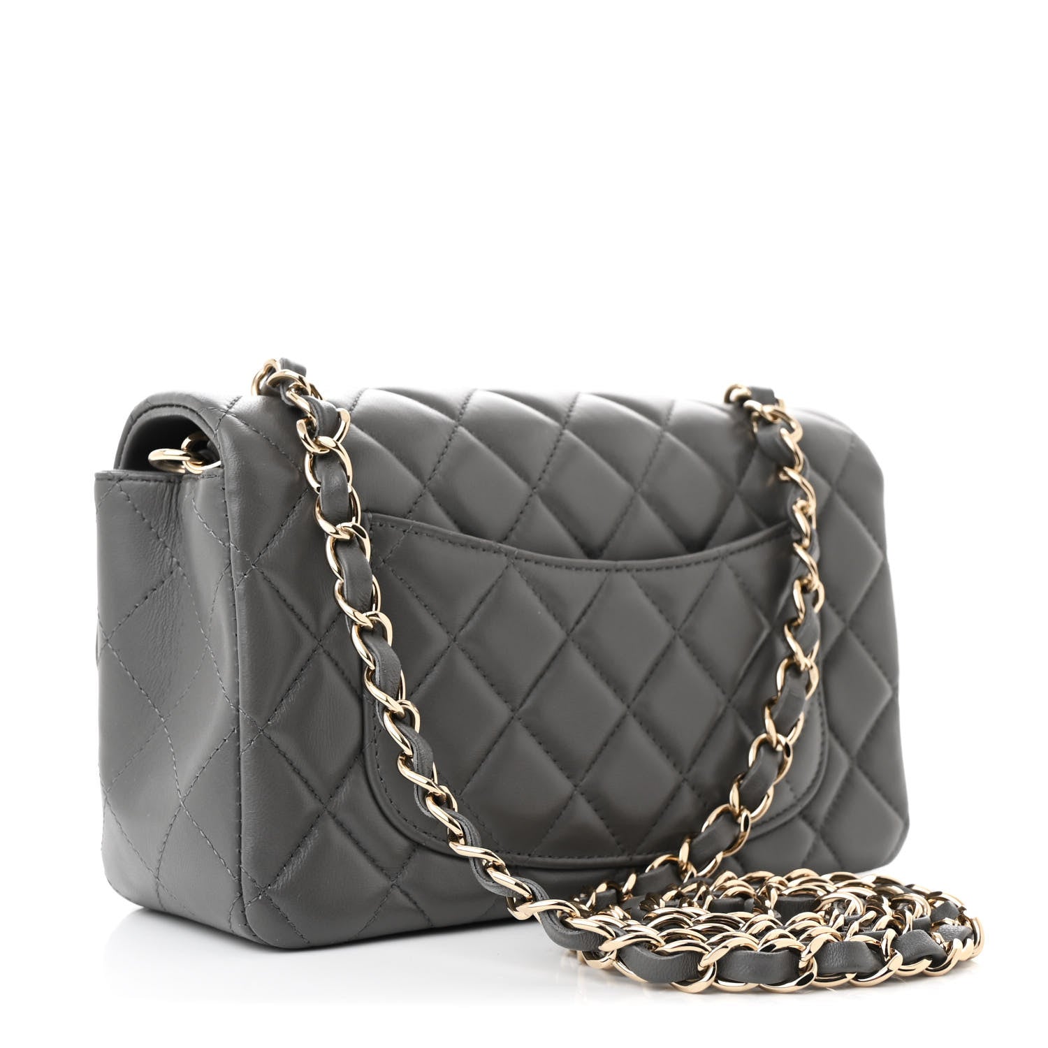 Chanel Lambskin Quilted Mini Rectangular Flap Dark Grey 3 of 11