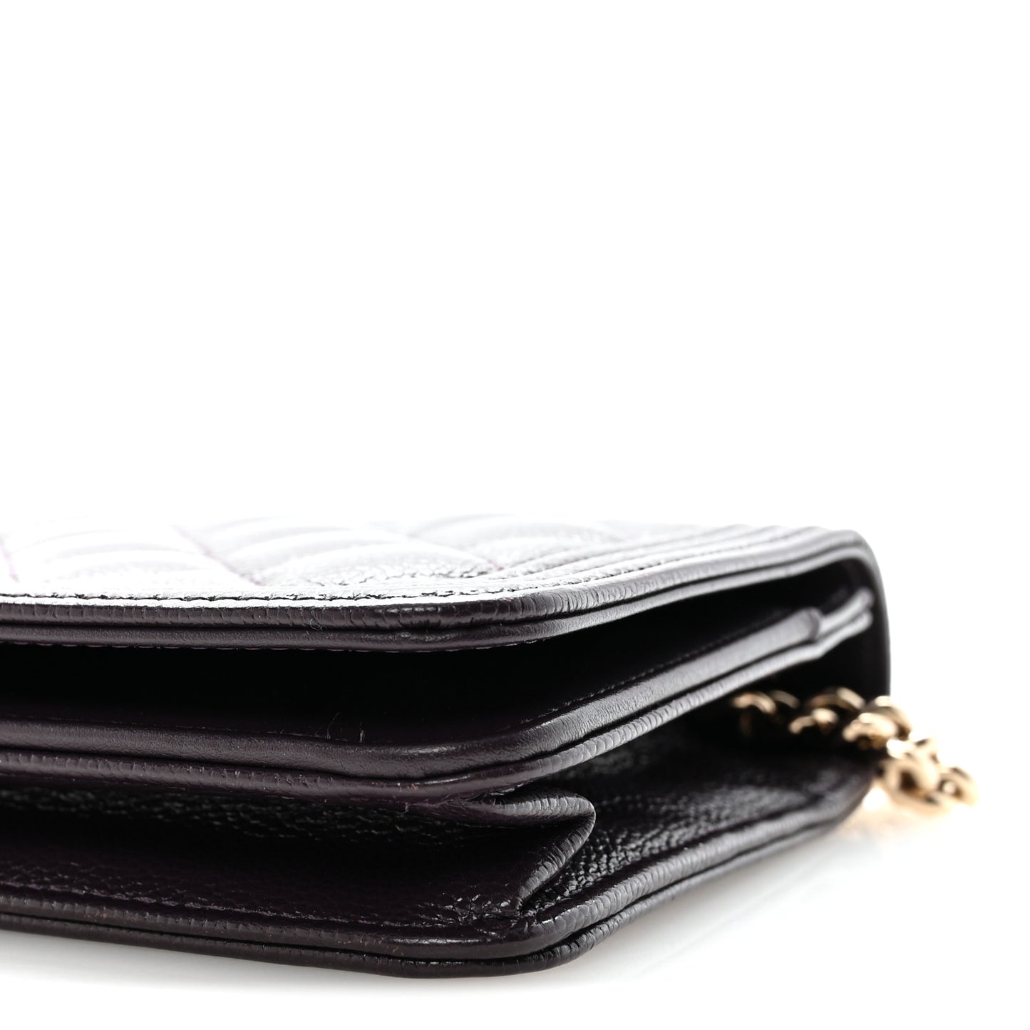 Caviar Quilted Boy Wallet On Chain WOC Dark Purple