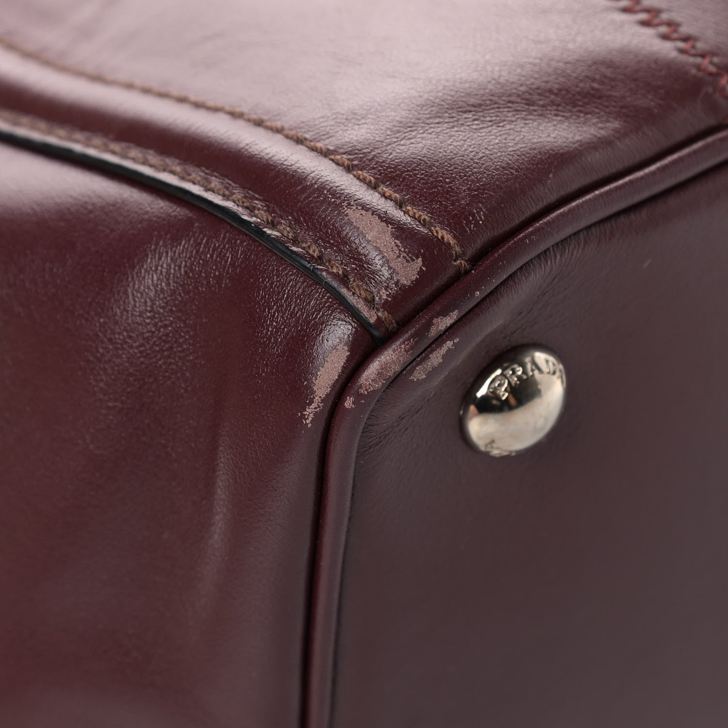 Prada Soft Calf Tote Granato 9 of 14