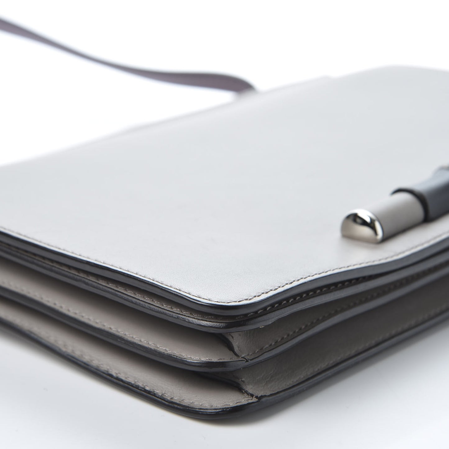 Calfskin Lady Bamboo Shoulder Bag Grey