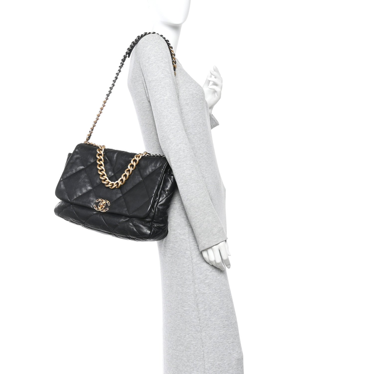 Chanel Goatskin Quilted Maxi Chanel 19 Flap Black 2 of 12