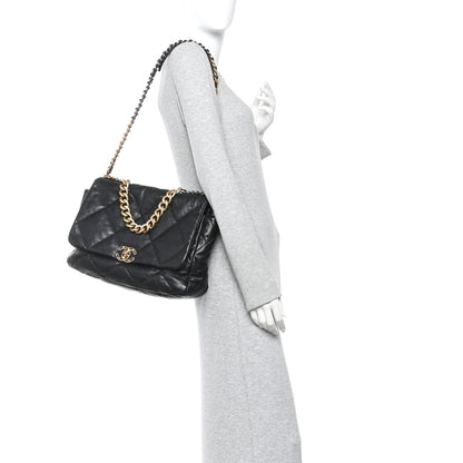 Chanel Goatskin Quilted Maxi Chanel 19 Flap Black 2 of 12
