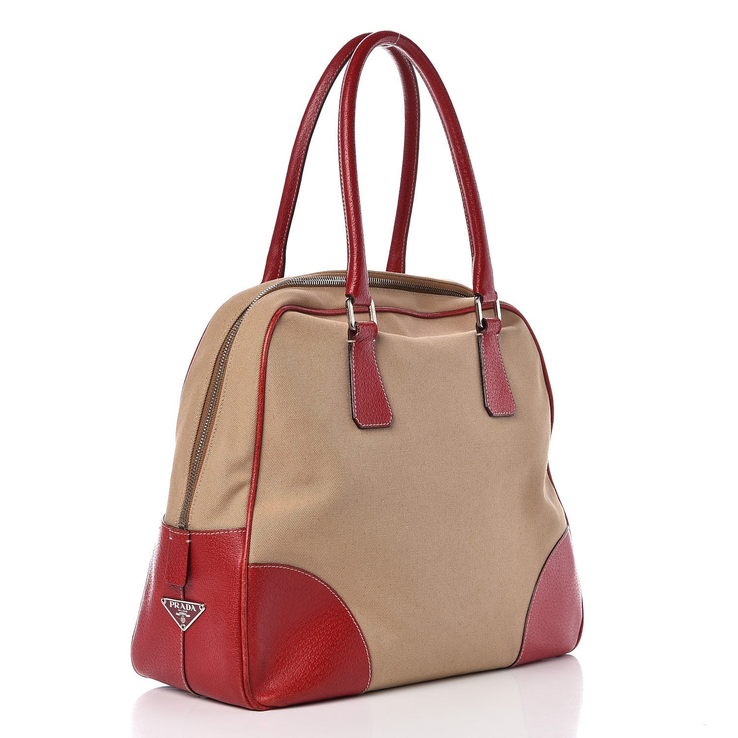 Prada Canvas Boston Bag Red 3 of 7