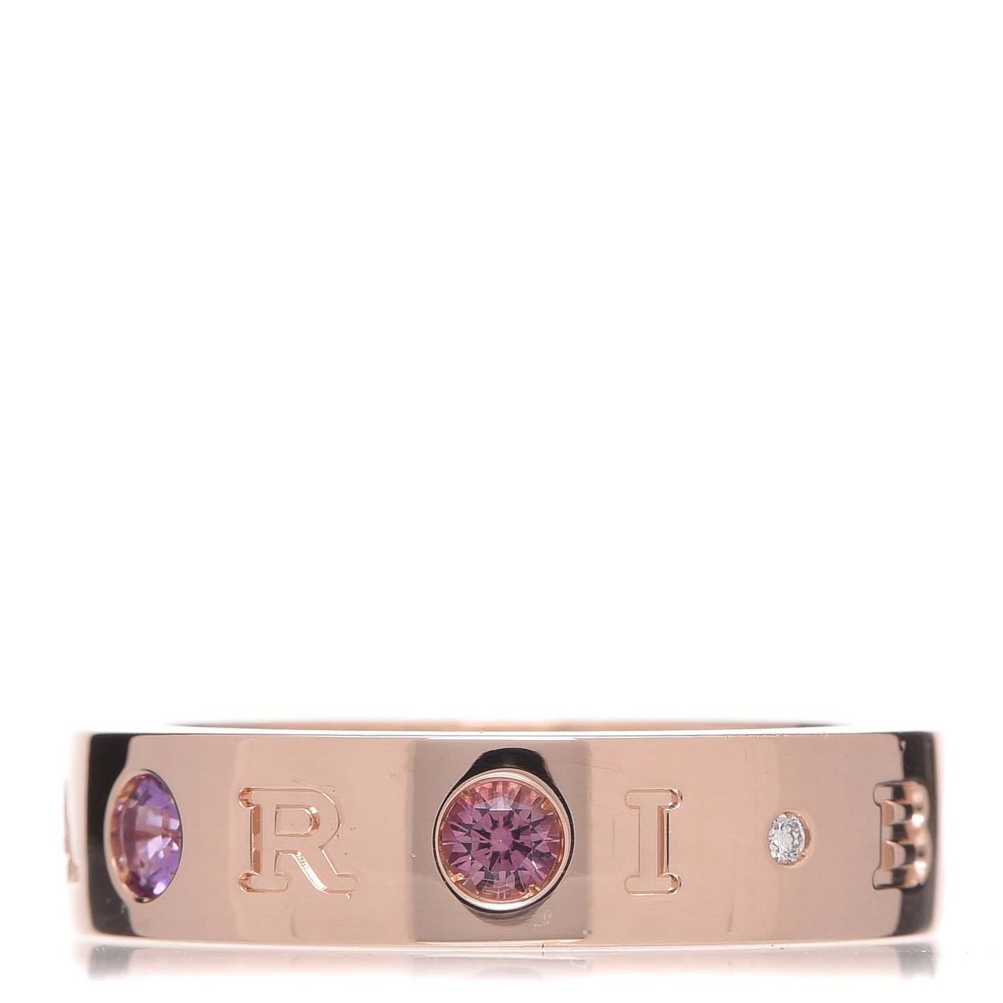 18K Rose Gold Diamond Amethyst Tourmaline Band Ring 55 7